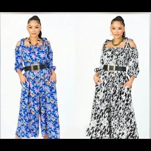Blue floral prints romper/jumpsuit S - XL